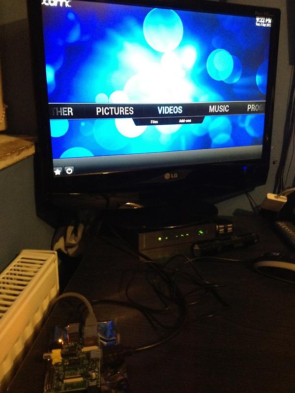 ctpope's tweet image. Yep. #RaspberryPi and #xmbc media centre. Pretty sweet. Thinking of getting another for streaming/file server. :) #fb