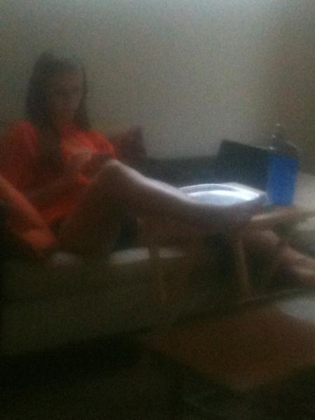 Peyton's lazy day routine. Tweet, eat, Facebook, and law and order