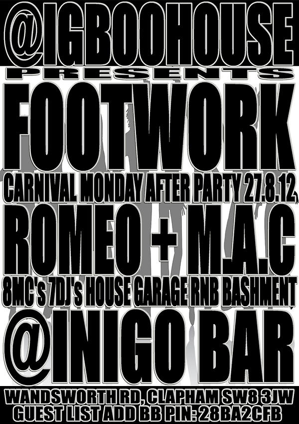 IGBOOHOUSE's tweet photo. GOOD MORNING ALL WELCOME2 DA START OF A LONG TAIL OF A WEEKKEND ITS GONNNA B A MAD TING GET2 FOOTWORK 27TH BHMONDAY! http://t.co/5hvhyLeF
