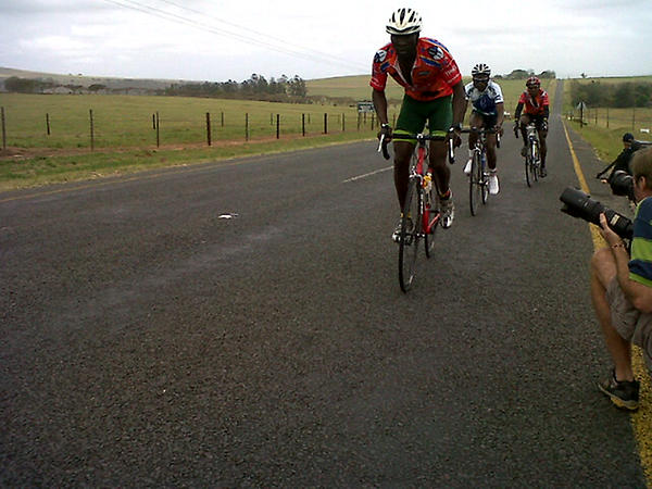 Thuso Makatile (Lesotho), Fana Mentani &amp; Carlos Malinga (both Swaziland) worked together up the hill