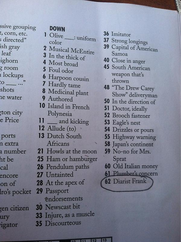 DFrank55's tweet image. Sunday morning crossword...62 down that has got to be Anne, Anne Frank! #KeepYourBrainSharp