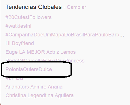 LuuaBlaanco's tweet photo. "@DMForoUnivision: 7 puesto en TTs worldwide PoloniaQuiereDulce @DulceMaria http://t.co/zojjCjqq"// Gracias!! Llevenmeee
