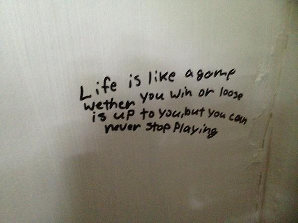 Wise words written on a wall in a closet #not