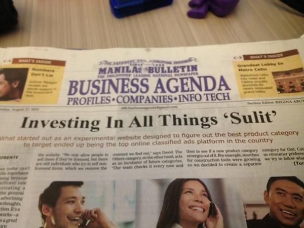 rjdavid's tweet photo. Manila Bulletin's Business Agenda headline: Investing In All Things 'Sulit' http://t.co/zxw6DXBU