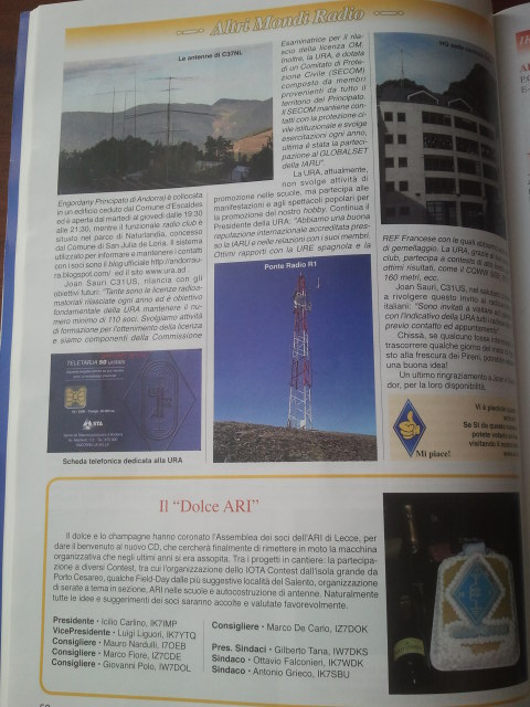 iz8iyx's tweet image. #2 On Radio Rivista of Juliet magazine ARI Ass. Radioamatori Italiani talk about URA Unió de Radioaficionats Andorrans