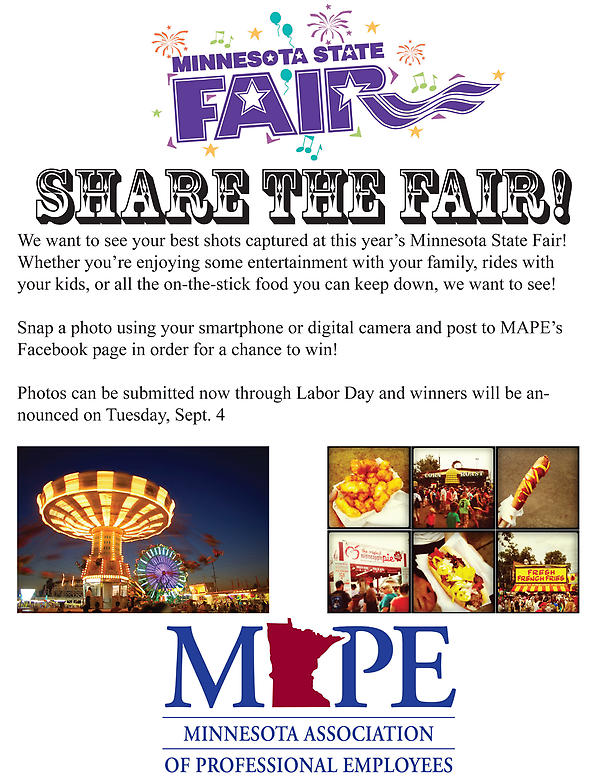 MAPEunion's tweet image. Don't forget to Share the Fair! #MNstate fair #1u #sharethefair