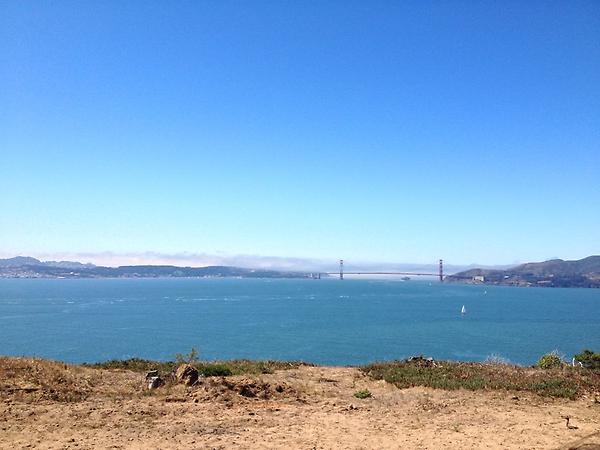 Golden gate, visible from Angel Island. #beautifulCA