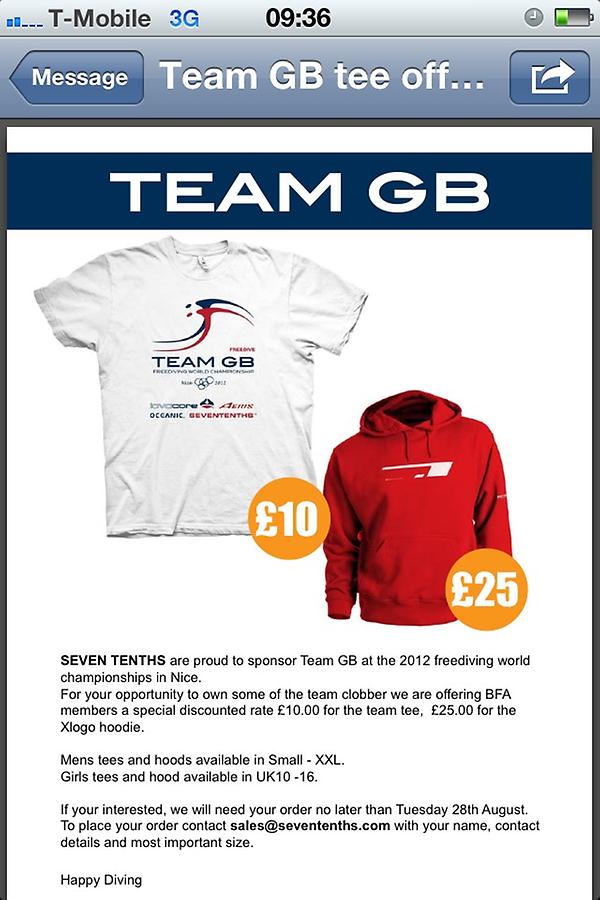 Special offer on team GB T-shirts and hoods