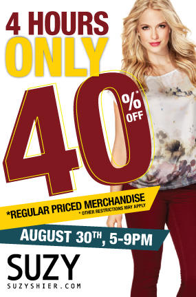 SUZY SALE AUGUST 30 5pm-9pm