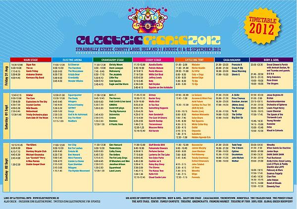 Soulcraft_Ire's tweet photo. Timetable for the @ElectricPicnic announced, in PDF here http://t.co/wQdqzRvo http://t.co/99H3JPUG” @ep2012