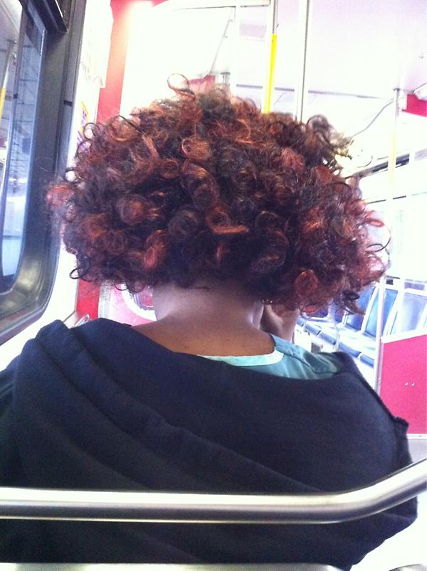KayelleDubya's tweet image. Excuse me but your weave-fro is entering my bubble. #legit clown wig

#transitproblems 
#thisismysurrey #surreybc