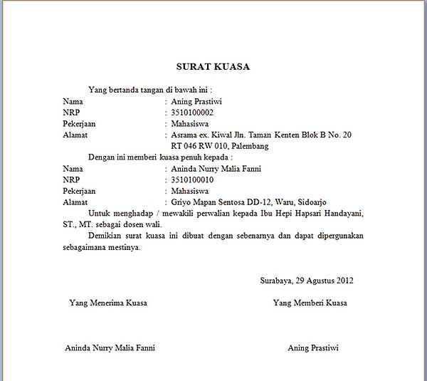 HIMAGE-ITS on Twitter: "contoh surat kuasa apabila tidak 