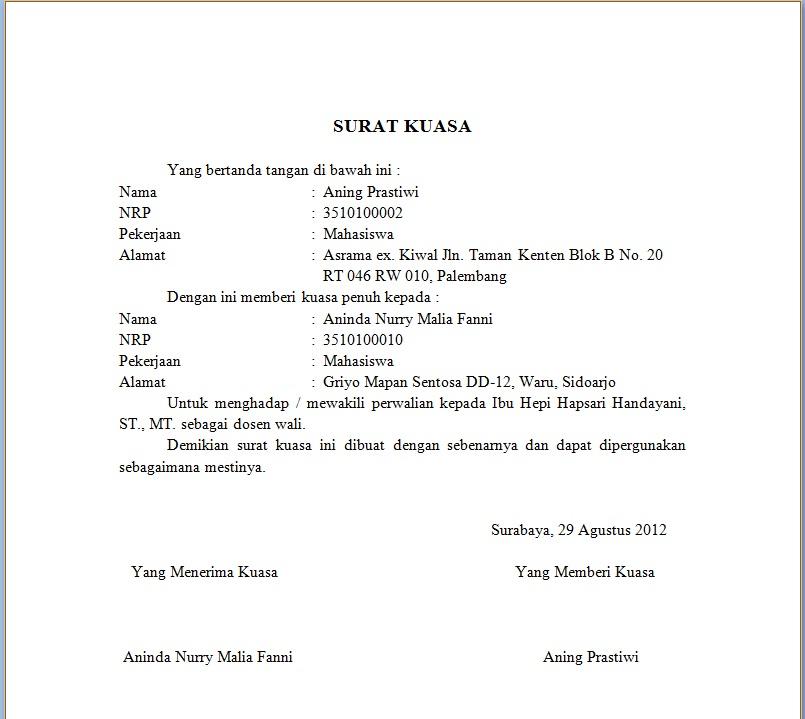 HIMAGE-ITS on Twitter: "contoh surat kuasa apabila tidak 