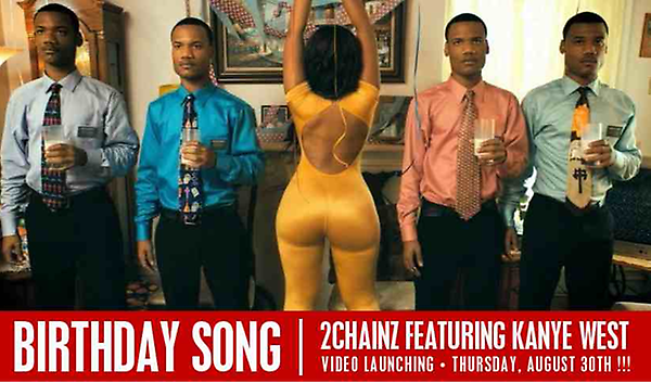 defjam's tweet photo. 2 Chainz "Birthday Song" Music Video Ft. @KanyeWest Premieres on Thursday at 12PM EST On VEVO &amp; MTV Jams. (@2chainz) http://t.co/oZxVgGxw