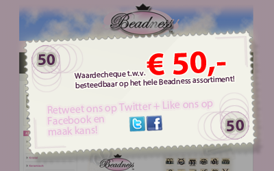 BeadnessNL's tweet photo. #volg #rt @BeadnessNL Bij 500F verloten we de #waardebon ter waarde van €50 te besteden op http://t.co/QCP9xauM #bedel http://t.co/WKKaJ3PG