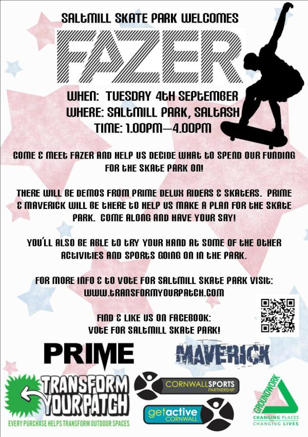 Revol_U_tion's tweet photo. So....big news at Saltmill Skate Park....4th Sept @ 2pm!!! See you there @IamFazer #excited http://t.co/Jc54oEHk