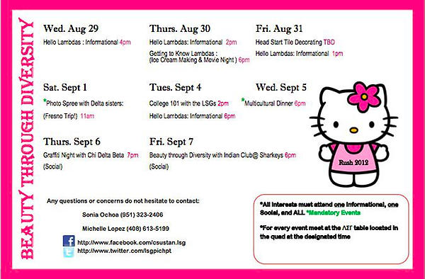 LSGSororityInc's tweet image. RUSH #LSG @CSUStan #PiChapter #LambdaSigmaGamma @lsgpichpt #FallRush2012 #MulticulturalSorority #sisterhood