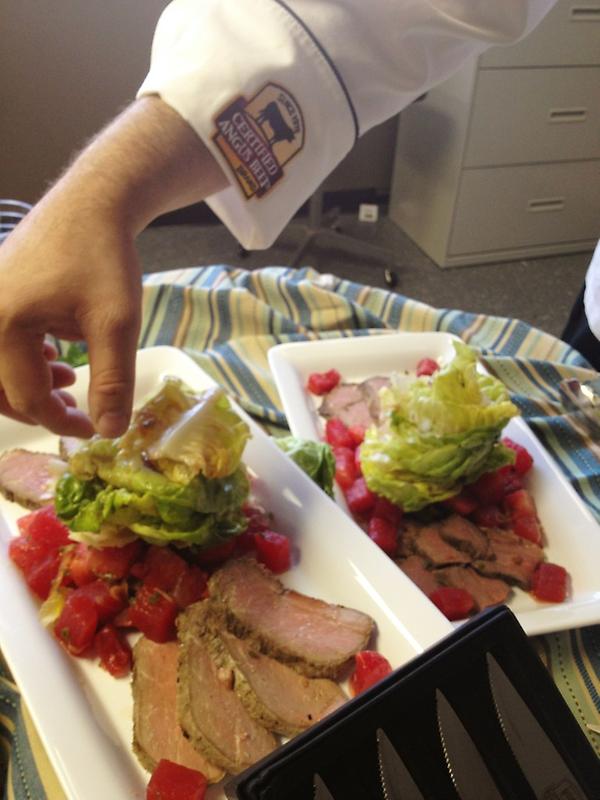 The <a href="/CertAngusBeef/">Certified Angus Beef ®</a> filet and watermelon and bibb salad are ready for Q104.1!