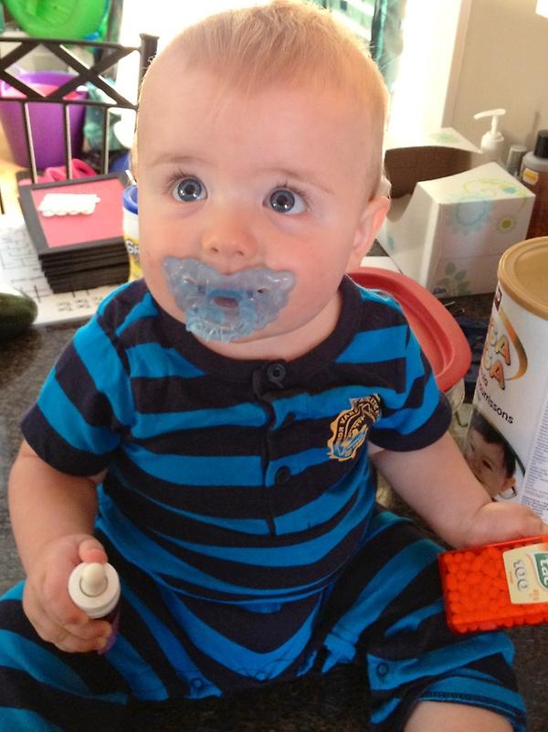 Helping mommy make bottles