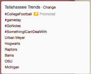 FloridaState's tweet photo. Surprise, surprise! #GoNoles is trending in #Tallahassee! #FSU #Noles #NoleNation http://t.co/LXuxV4Vn