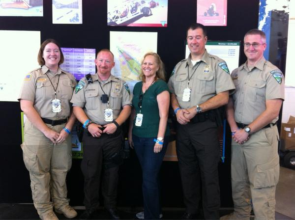 makeitso453's tweet image. Angie Lara , BLM Associate State Director, says hello to El Centro Law Enforcement staff at the Sand Sports Super Show