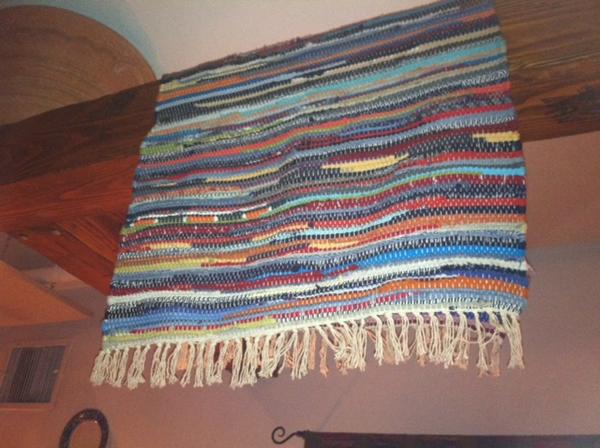 BraidedRugsHQ's tweet photo. Saw this great braided rug hanging at a restaurant last night. http://t.co/z0C2hnuW