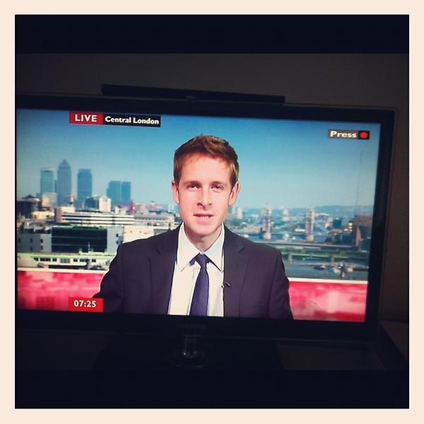 Lizziedaw's tweet image. @ChristianGuy_ tearing it up on BBC Breakfast news. #runninglateforwork