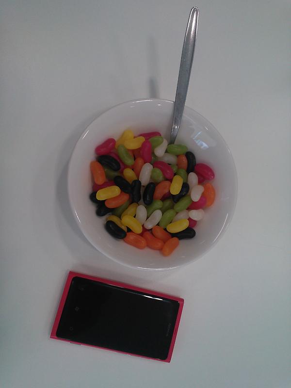 Hahaha... getting a little cocky, nokia?  RT <a href="/nokia/">Nokia</a>: Today we dine on Jellybeans: