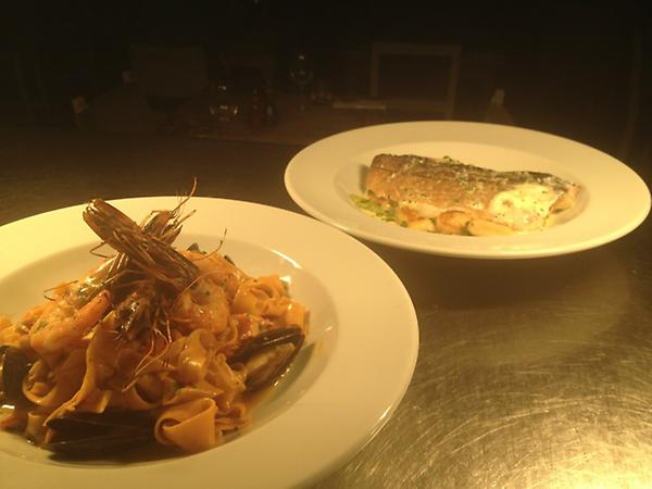 And I thought Friday was fish day!? Shellfish linguine and smoked haddock with gnocchi...flying out tonight!