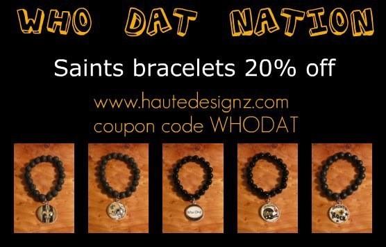 Kiesie71's tweet photo. Who Dat Nation!!!  20% off Saints Arm Candy!!!!  Shop online at http://t.co/T1I4GTNx http://t.co/hOLbzxIQ