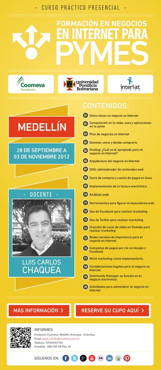 Interlat's tweet photo. #CursosEbusiness Pymes Antioquía Gerentes Inicia 28 Sept con @Funcoomevamed @UPBBogota Info: http://t.co/dFz1wxUg  http://t.co/1kMQ39HS