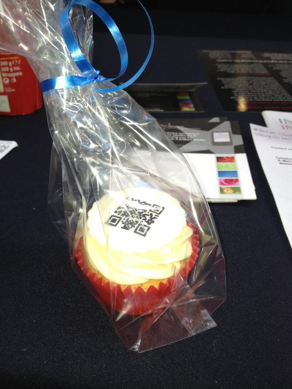 LangtonHowarth's tweet photo. The best freebie given away at #ELRIG yesterday goes to @ziath_ltd for their #barcode #cupcakes http://t.co/V2ENFsYW
