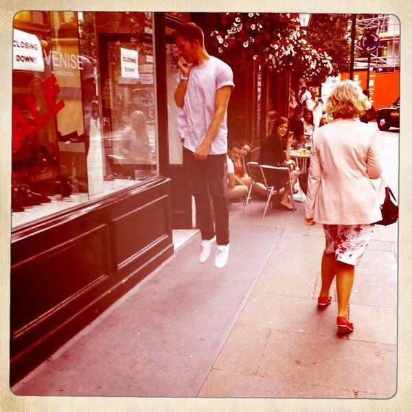 Rigil's tweet image. @PhoRestaurant whilst walking back to the office, stopping for a casual soho levitation. #Pho2Go