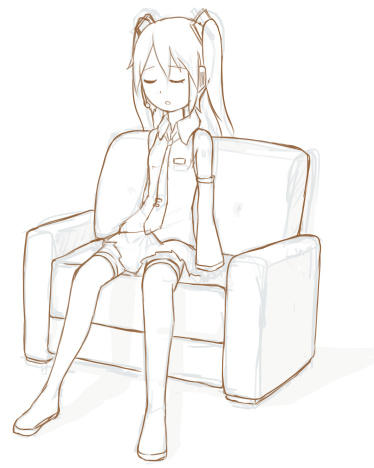 初音ミク 「線画が単調というか、無駄に型にはまちゃった描き方しているなとキレカワいい絵を見て」|渡コキュー■5/5COMITIA_C22aのイラスト