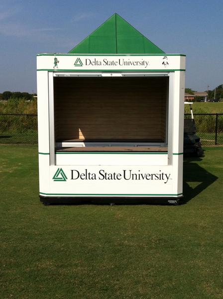 DSUStatesmen's tweet photo. @LadyStatesmenSC @StatesmenSC  The new press box at Delta Field is here http://t.co/oXVilwh1