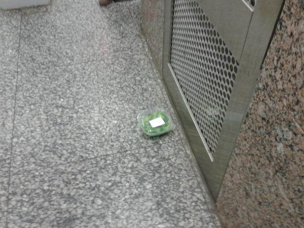 Salad on the ground at chicago red line train stop!