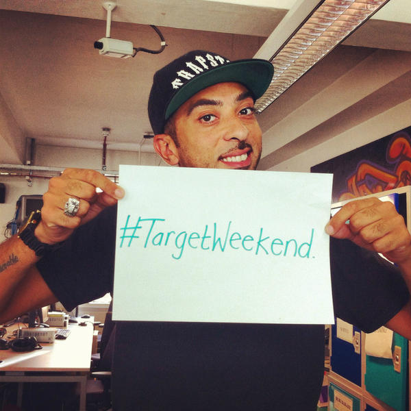 1Xtra's tweet photo. It's @DJTarget with my brand new #TargetWeekend show! I'll be pressing play on some big tunes and in the mix at 6! http://t.co/oOBiZpYp