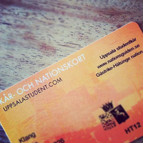 fridaklang's tweet photo. Guldkortet in i det sociala livet i Uppsala. http://t.co/NisRiKuT