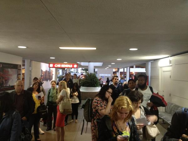 Genius new TSA idea @longbeachairport. Queue outside terminal for maximum inconvenience.