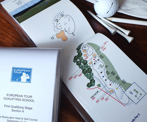 Pro_GuideTM's tweet photo. Our waterproof/tearproof Tournament Edition guide introduced at the @RoxburgheGC @European_Tour Q-School last week. http://t.co/FewIIEcr