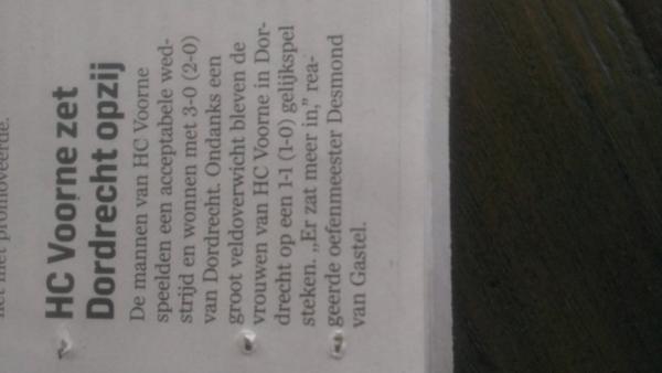 Jeugd_HCVoorne's tweet photo. Uit AD  van 10 sept @voornedames1 @voor. Op naar de volgende punten. http://t.co/wzE92Fym