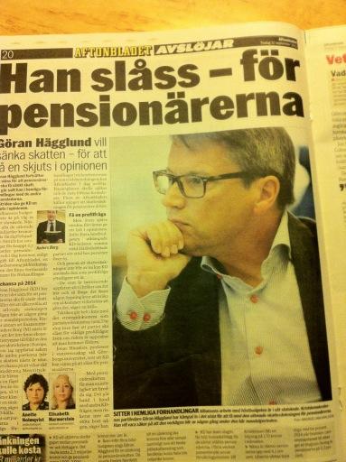 kdriks's tweet image. #Aftonbladet uppmärksammar att @goranhagglund slåss för pensionärernas ekonomi. #svpol #kd2012 #pensionarsskatt #bp13