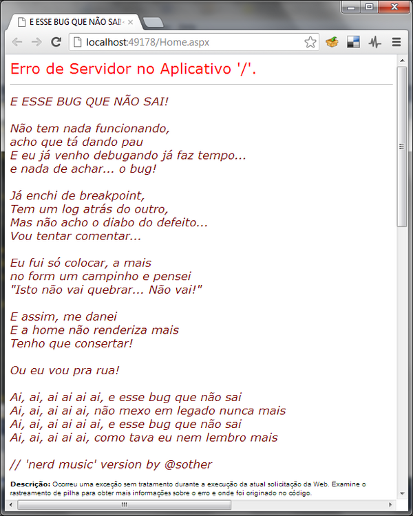 sother's tweet photo. "E Esse Bug Que Não Sai" é o hit de hoje, #DiaDoProgramador http://t.co/vGne9EjE http://t.co/TXrjSdPB