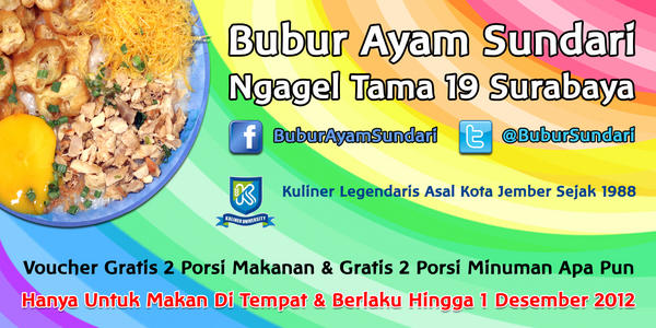 BuburSundari's tweet photo. Ikuti undian 60 Voucher GRATIS 2 porsi MAKANAN &amp; GRATIS 2 porsi MINUMAN apa pun. http://t.co/BdAWP1h8 http://t.co/dUoGfcQc