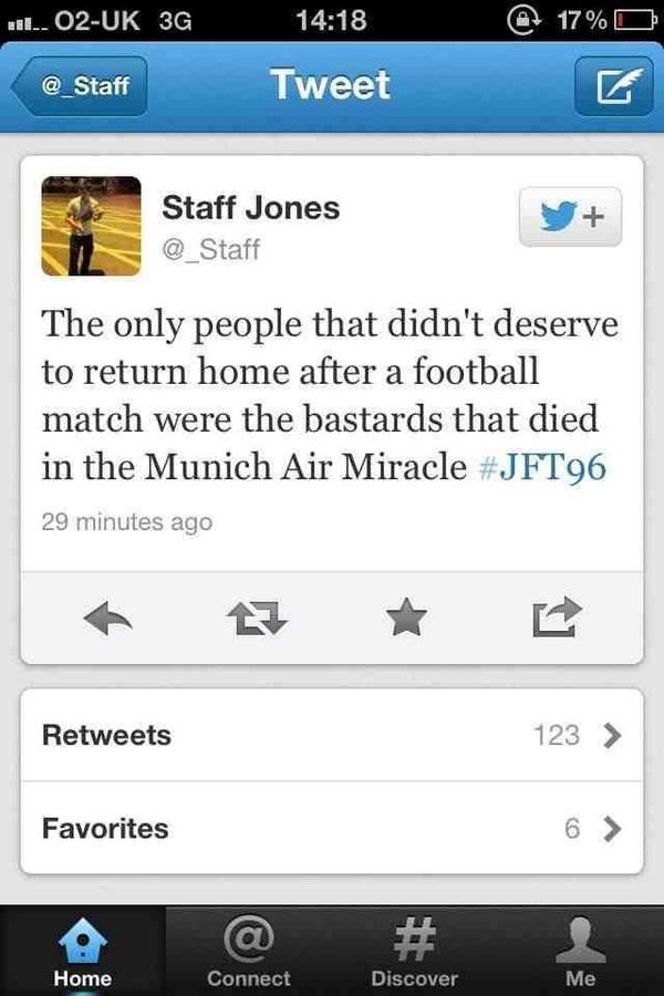 Simmyholds's tweet photo. Look at this. What a cunt! Especially on today!

Gives #lfc fans a bad name http://t.co/mgq0EHLt