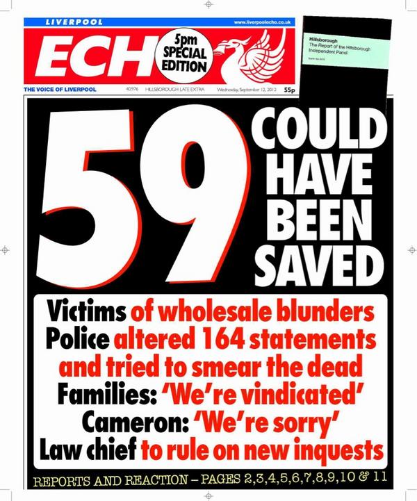 MrJimmyCorkhill's tweet photo. #JFT96   Liverpool Echo's front page  "59 could have been saved" >> http://t.co/w5dqKJ3r