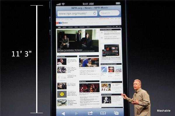 danfrydman's tweet photo. New iPhone screen is really tall. This tall. http://t.co/IWQwlDnF
