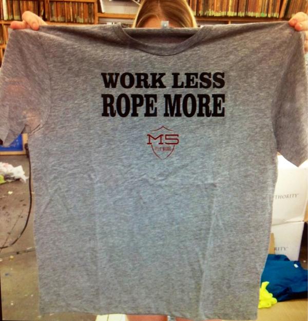 TylerMagnus's tweet photo. 'ROPE MORE' t-shirts now available on my Facebook page for debut of M5 products #rope #rodeo http://t.co/dvJ2aApN
