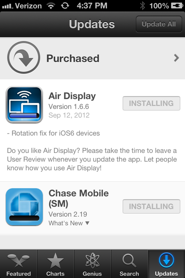 GotAppsInc's tweet photo. The new iOS 6 update page is way more convenient. Get the info you want directly on the page. http://t.co/y1yEbXqs