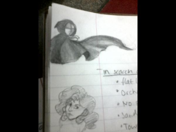 peachydip's tweet image. a thing, with a cape. #notebookdoodles